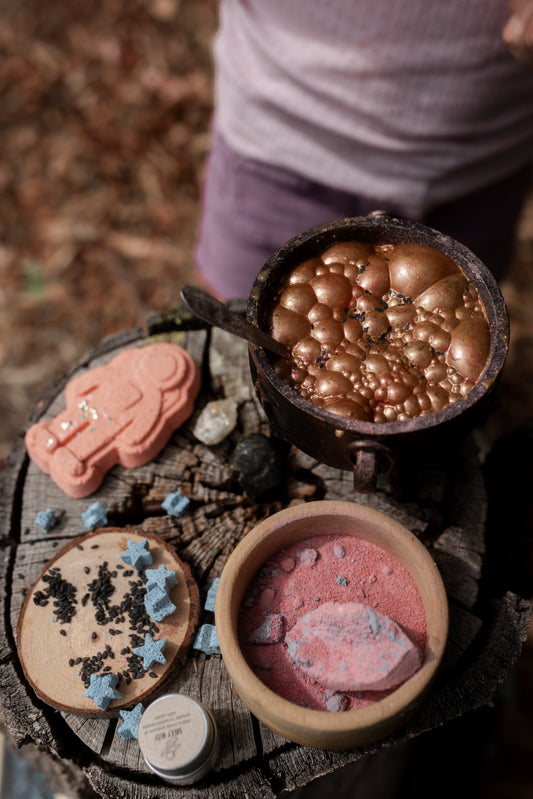 Potion bubbles in a cauldron