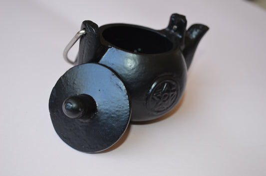 Kids cast iron play kettle with handle-black