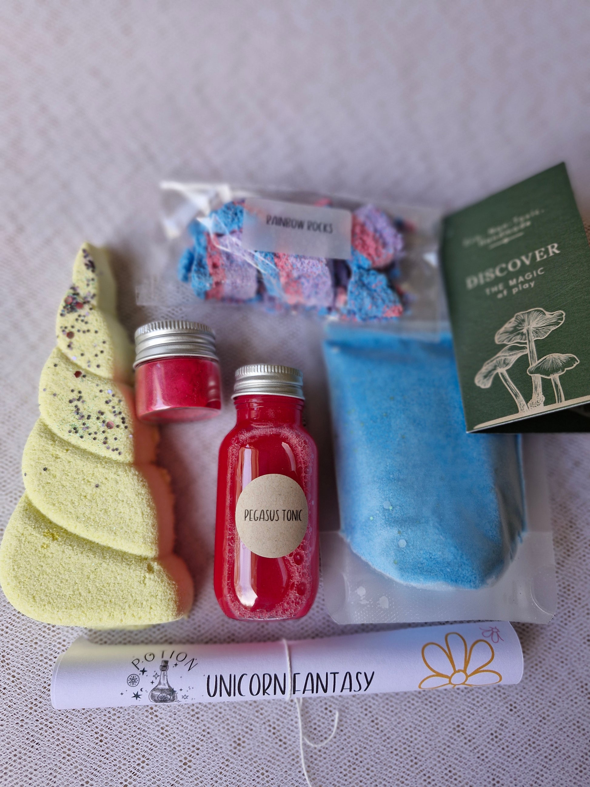 all fizzy components from the unicorn fantasy potion kit