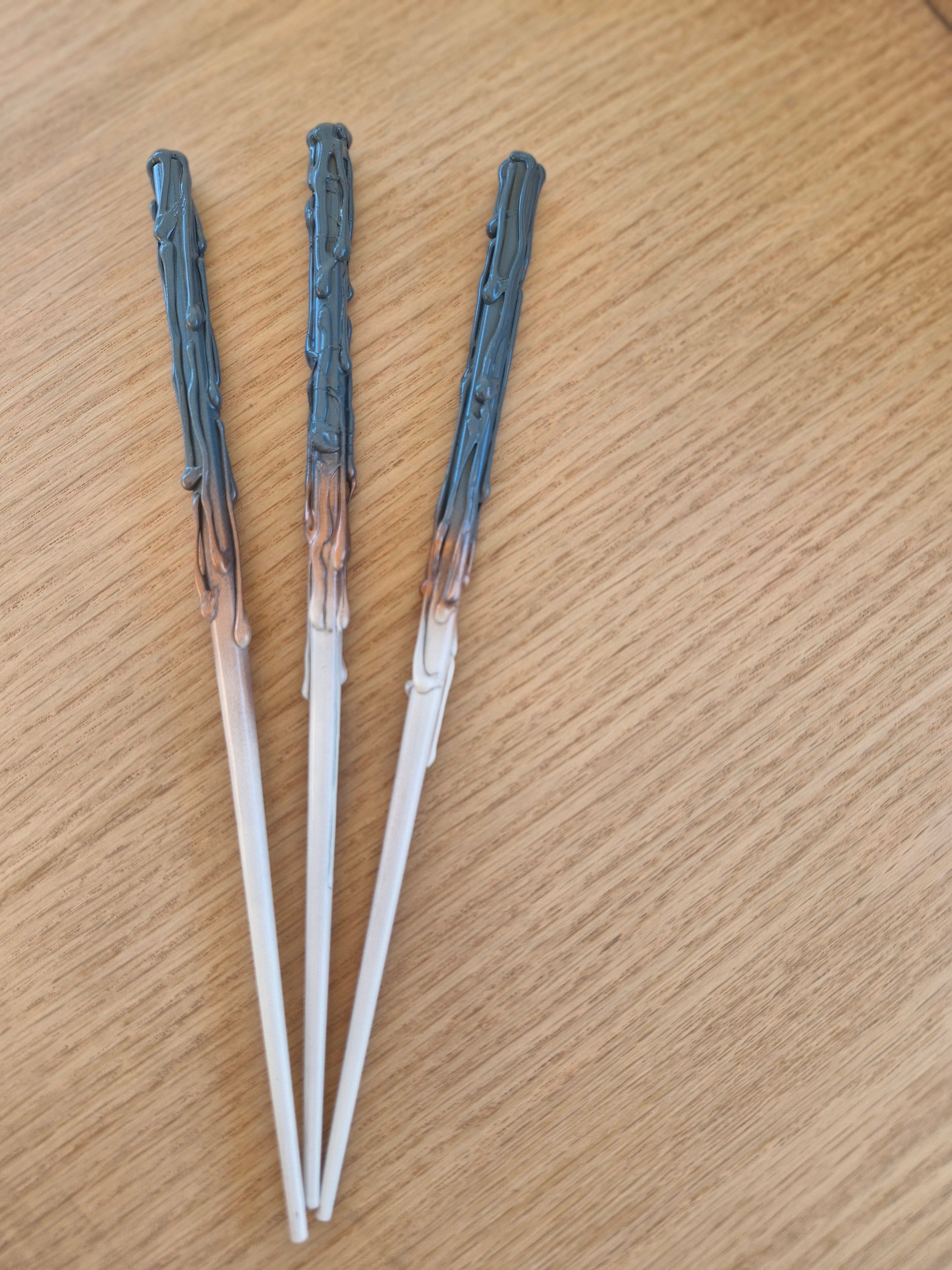 white, gold and blue handmade magical wand