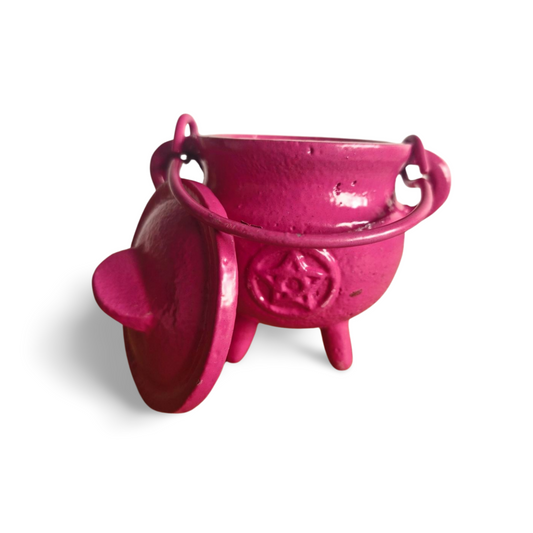 Cast Iron Cauldron Pentagram-Pink