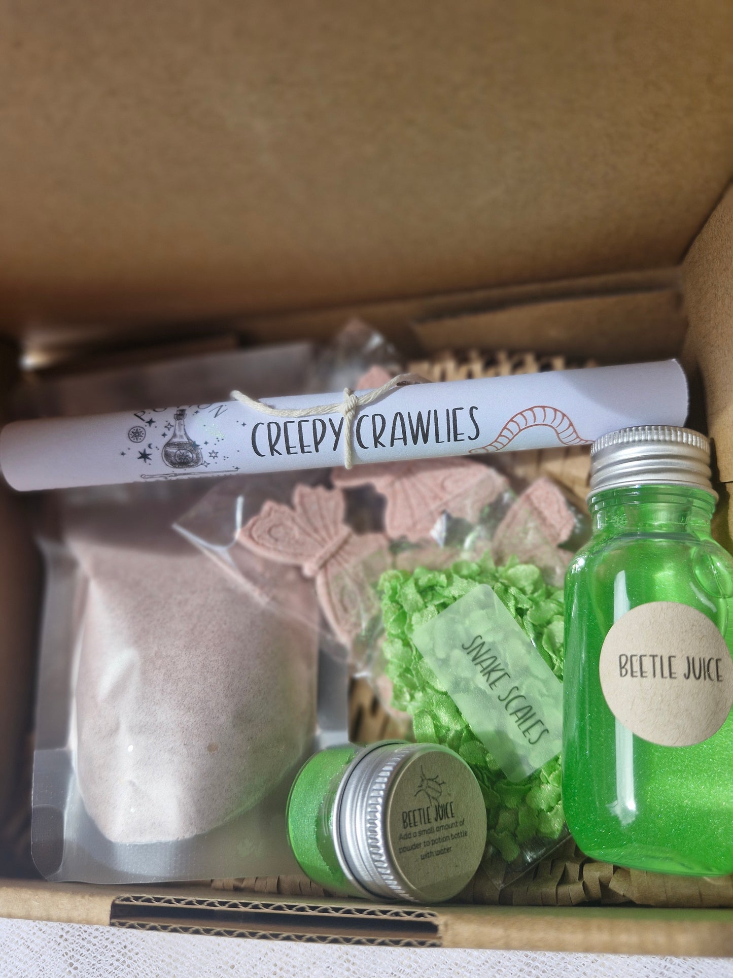 inside the creepy crawly potion kit box