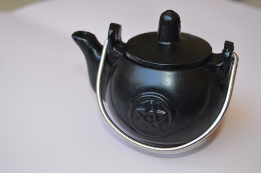 Kids cast iron play kettle with handle-black