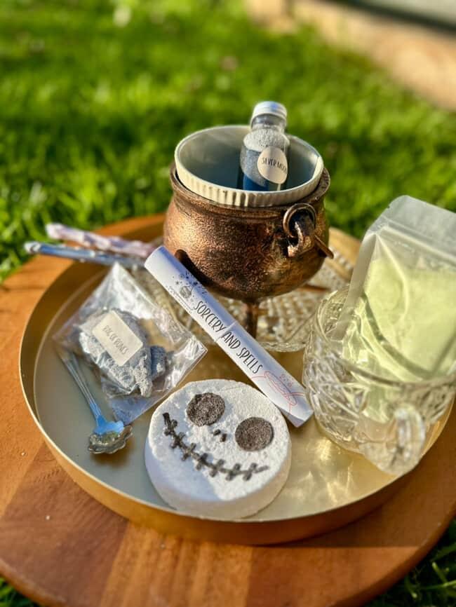 Inside the sorcery and spells potion in kit with cauldron