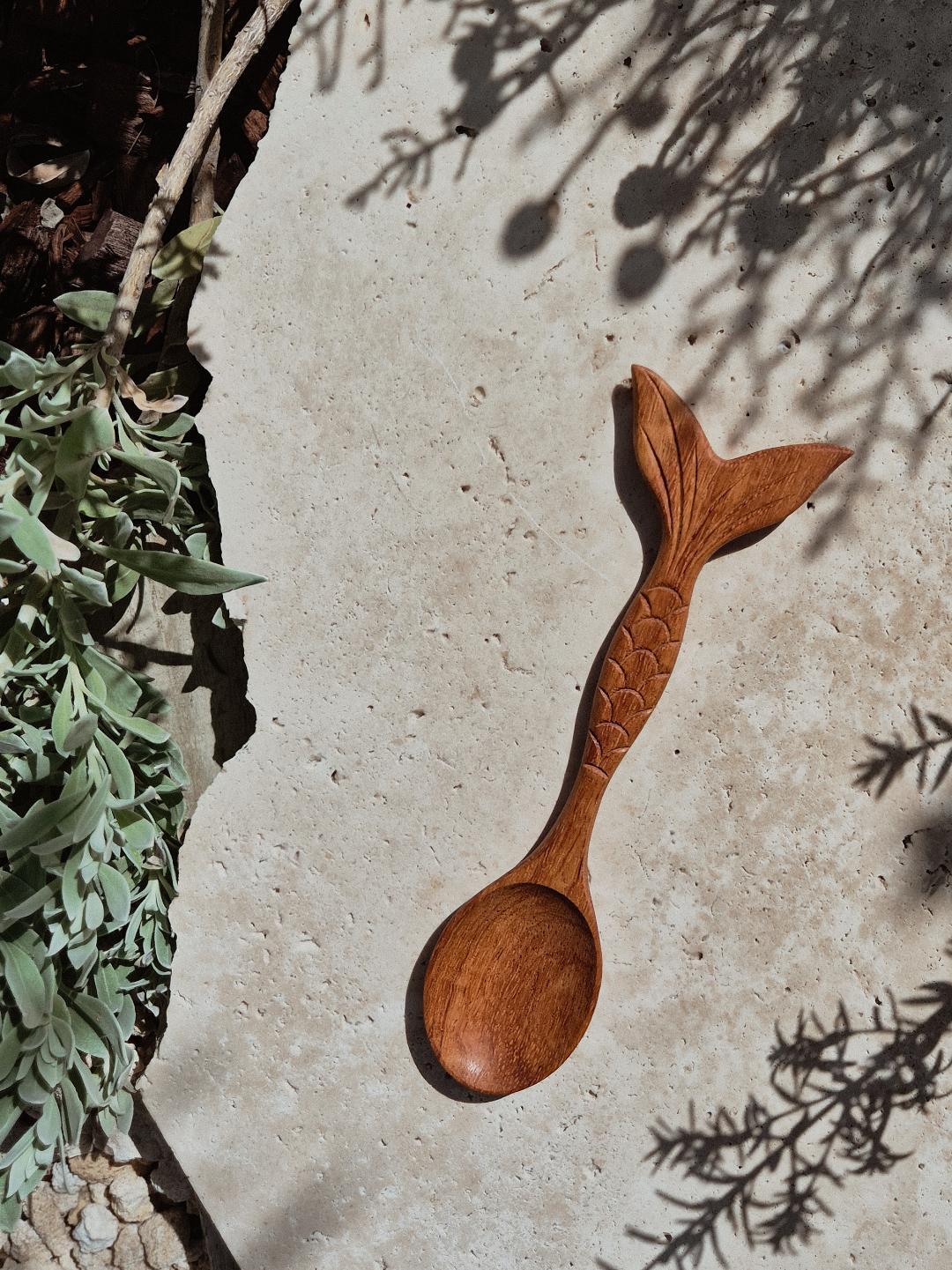 Mermaid tail wooden spoon