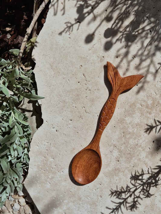 Mermaid tail wooden spoon