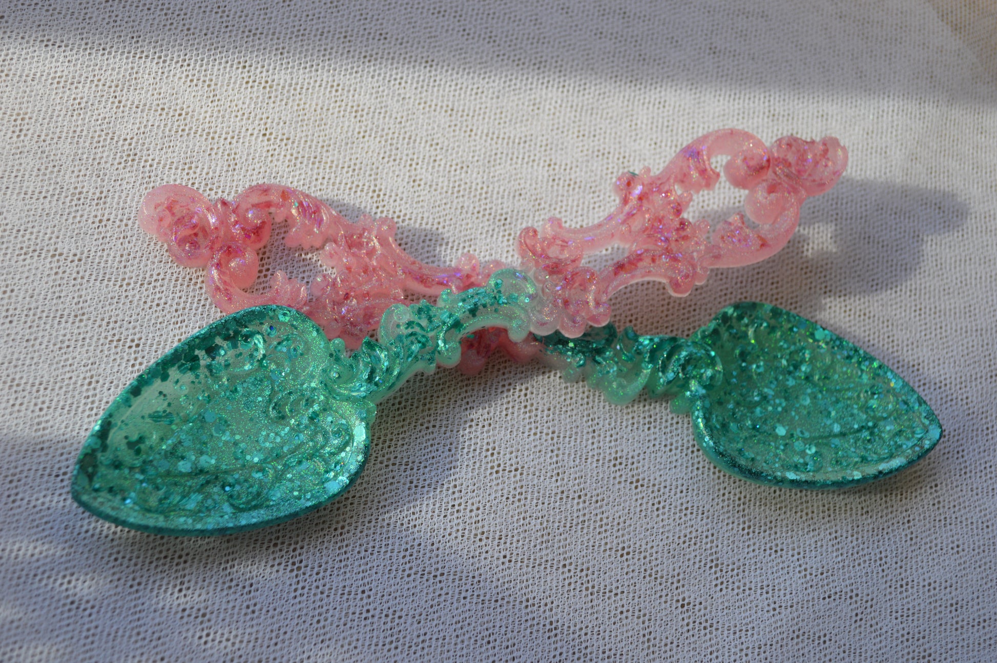 Potion Spoon teal and pink with glitter
